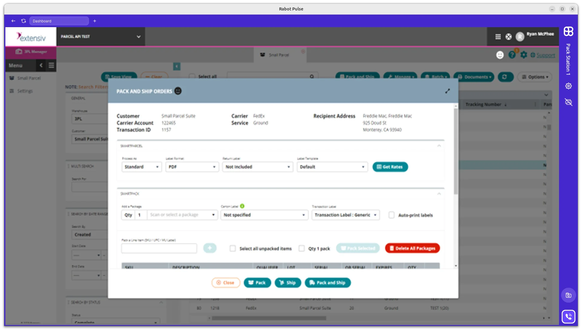Pulse with Extensiv pack UI embedded